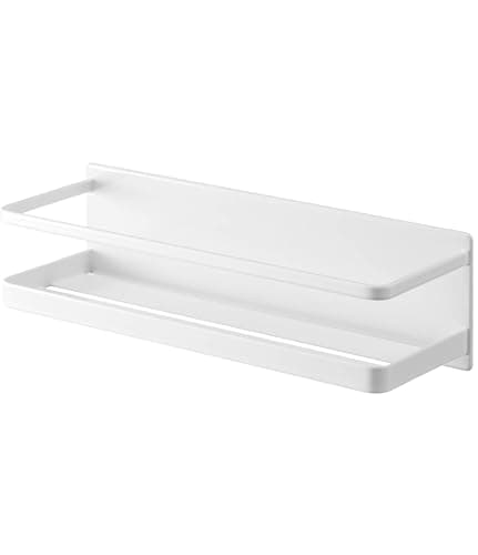 山崎実業(Yamazaki) マグネット バスルーム ラック ワイド ホワイト 約W28XD9.5XH8cm ミスト 浴室ラック 浴室収納 フック付き 4237