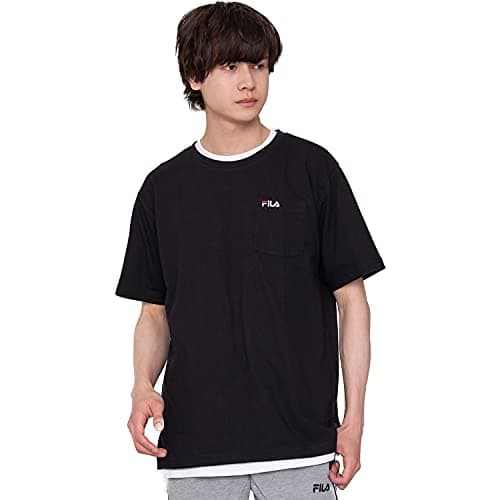 [フィラ]FILA フィラ Men's 綿ポケット付きワンポイント刺繍半袖Tシャツ FH7300 Tシャツ メンズ ブラック 日本 LL (日本サイズXL相当)