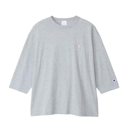 長袖Tシャツ 七分袖 丸首 綿100％ ワンポイントロゴ リラックスフィット ドロップショルダー ロングスリーブTシャツ メンズ C8-A408Z-070-XL