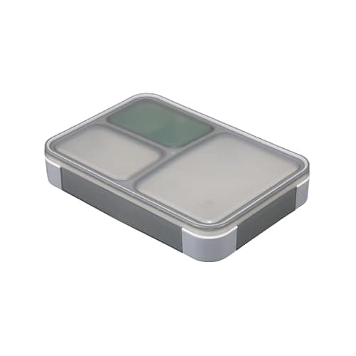 フードマン 薄型弁当箱 抗菌600ml [おかずカップ付き] グレー 汁漏れしにくい Wシーリング 4点ロックでしっかり固定 シービージャパン DSK