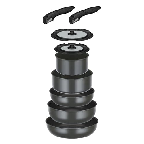 【Amazon.co.jp限定品】サーモス デュラブルシリーズ 取っ手のとれるフライパン9点セットDA IH対応 グレー 専用取っ手2個入り フライパン･鍋は食洗機対応 PFOA PFOS不使用 KSD-9A GY