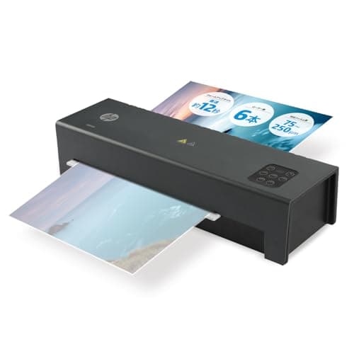 HP ラミネーターLB0303/6本ローラー/高品質加工 ウォームアップ約12秒 カードサイズから最大A3サイズまで加工対応 ラミネート加工 パウチ加工 連続使用 波打ち防止 気泡防止 簡単操作 加工厚/75-250μm対応 5段階温度設定 詰まり防止機能オートリバース搭載 軽量コンパクト 業務用 パウチラミネーター