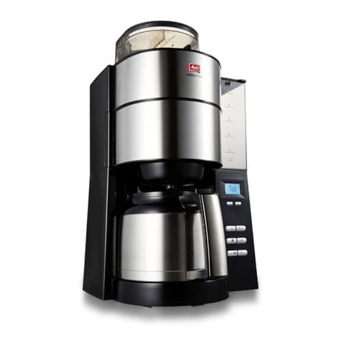 メリタ(Melitta) 全自動 コニカル式 コーヒーメーカー ミル付き アロマフレッシュ 10杯用【豆・粉対応/豆・水計量不要/ミル機能/挽き目段階調節可能/タイマー予約機能/ステンレスポット】