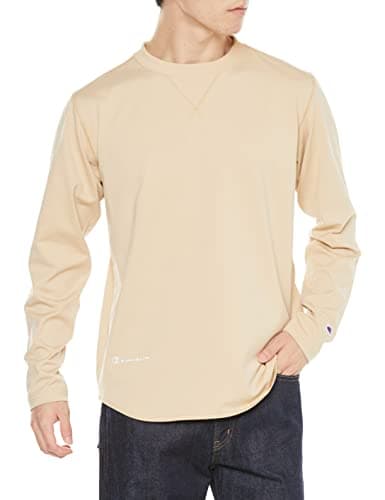 [チャンピオン] ロングTシャツ 長袖 丸首 保温 防風 スクリプトロゴ ロングスリーブシャツ C3-WS408 メンズ ベージュ M