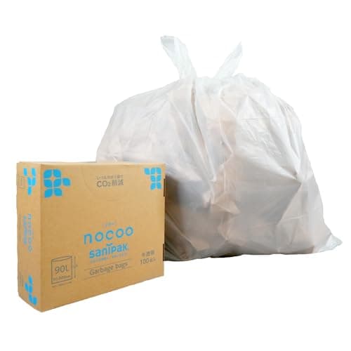 nocoo 環境に優しい ゴミ袋 90L (半透明 / 100枚) 箱入りビニール袋 半透明ゴミ袋 ポリ袋 (0.025mm)