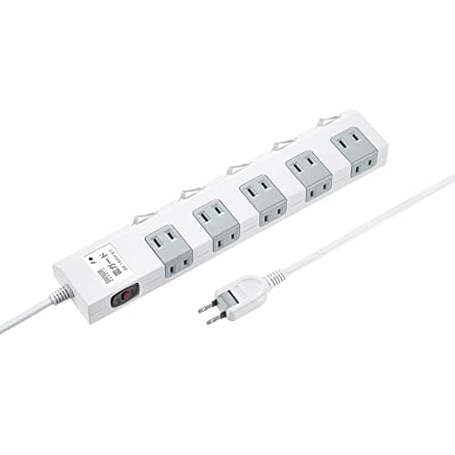 サンワダイレクト 電源タップ 2m 10個口 雷ガード 個別スイッチ マグネット ホワイト 700-TAP051