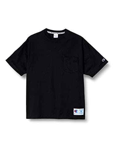 [チャンピオン] ポケットTシャツ 半袖 綿100% リラックスフィットシルエット アフリカンカラー ストリート グラフィックロゴ刺繍 ジョックタグ付きショートスリーブTシャツ C3-T324 メンズ ブラック L