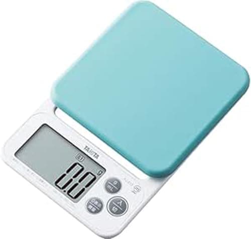 タニタ クッキングスケール シリコンカバー付き 0.1g から2kgまで計れる フック穴付き デジタル はかり ブルー KJ-212 BL