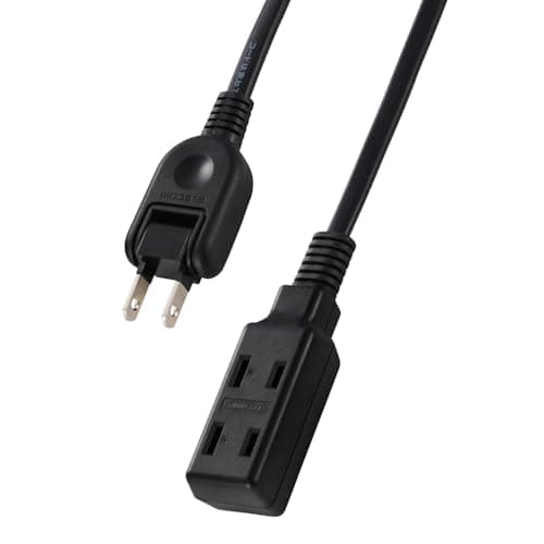 エレコム 電源タップ 延長コード 3個口 2m スイングプラグ 極性対応 (N極対応) PSE技術基準適合 ブラック ECT-4020BK