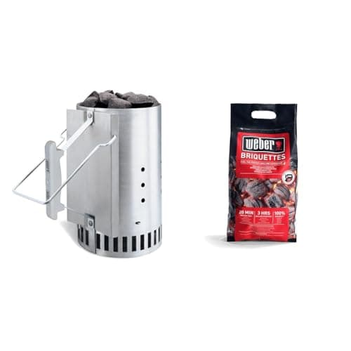 Weber(ウェーバー) バーベキュー コンロ BBQ グリル ラピッドファイヤーチムニースターター(大) 煙突効果 火起こし器 炭 着火 【日本正規品 2年保証】 7416+ 炭4kg【日本正規品】 17590 黒