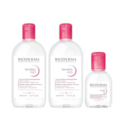 【正規品】ビオデルマ（Bioderma）サンシビオ エイチツーオー D（H2O） 500mL×2本+100mL セット 敏感肌用 クレンジング水 (大容量 洗顔 メイク落とし クレンジングウォーター 敏感肌用 無香料 無着色 エチルアルコール無添加 オイル無添加 パラベンフリー 弱酸性）
