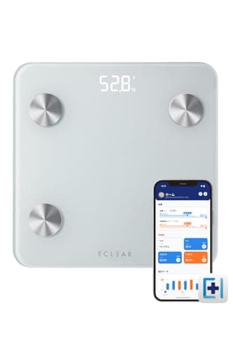 エレコム 体組成計 体重計 Bluetooth対応 100g単位 アプリ連携で9項目 【体重/BMI/体脂肪率/内臓脂肪レベル/基礎代謝/骨格筋率/骨量/皮下脂肪率/FFMI】 バックライト付き 自動ONOFF 登録人数制限なし ホワイト EFSBT01WH
