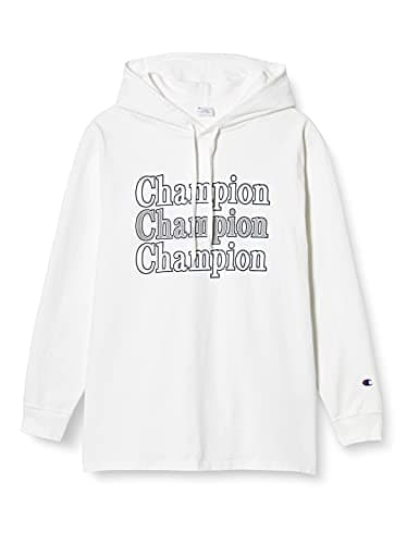 [チャンピオン] フード付きロングTシャツ 長袖Tシャツ グラフィックロゴプリント C3-Q430 メンズ ホワイト M