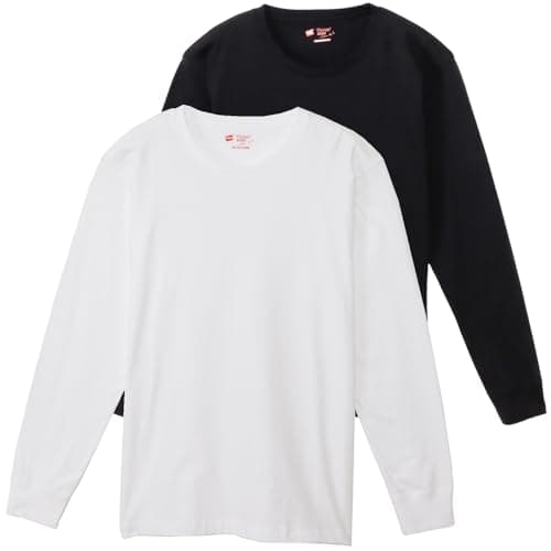 長袖シャツ 2枚組 丸胴仕様 タグレス仕様 リブ編み 綿100％ 2P Japan Fit クルーネックロングスリーブTシャツ H5440-998-M