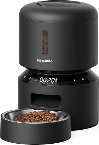 PETLIBRO 自動給餌器 猫 中小型犬用 定時定量 1日6食 自動餌やり機 ４重鮮度保持 ツイストロック式蓋 水洗い可能 餌詰まり防止機能付き ステンレス製ボウル 手動給餌可 録音可 タイマー式 2WAY給電 日本語説明書付き 3L ブラック