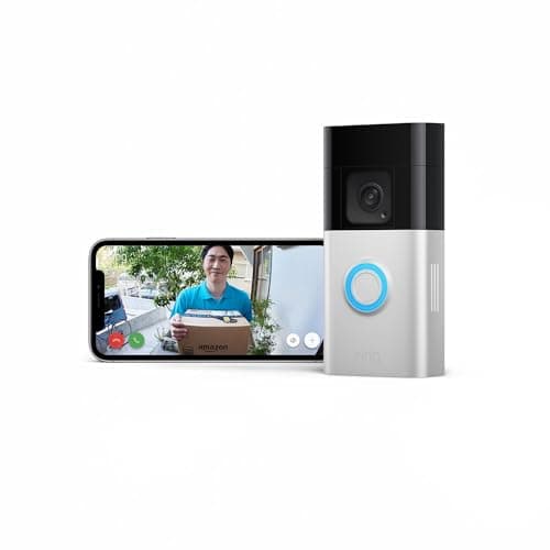 Ring Battery Doorbell Plus (リング ドアベルプラス バッテリーモデル) | 上下左右150°のワイドなカメラ視野角、1536p HD+ビデオ、電源工事不要なスマホ対応ドアホン・インターホン | Ring Homeプラン30日間無料体験