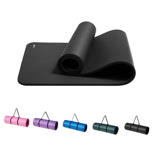Amazonベーシック ヨガマット 厚め 12mm キャリーストラップ付 トレーニングマット ストレッチマット ピラティスマット 188×61×1.2cm ブラック