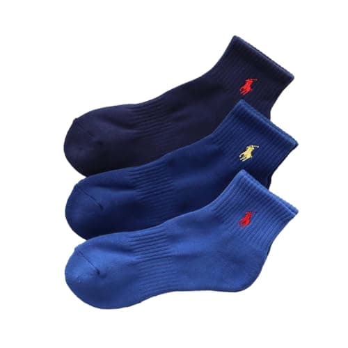 【3足セット】POLO RALPH LAUREN メンズ レディース 足底パイル アーチサポート 多色 ショートソックス 93246604/92009604 25-27cm 07.ブルー・アイアンブルー・ネイビー