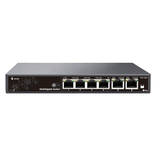 TOKAIZ（トカイズ） スイッチングハブ 2026年最新 10Gアップリンク 2ポート搭載 2.5G 4ポート 全6ポート 静音ファンレス 金属筐体 物理VLANスイッチ 10Gbps対応 高速NAS 4K動画編集 ゲーミング 10ギガ 2.5ギガ アンマネージド 壁掛け対応 AC電源 TSH-10G
