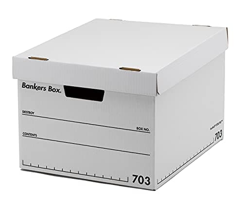 フェローズ バンカーズボックス 703S 白/黒 3個1セット 収納ボックス Mサイズ ふた式 1005901