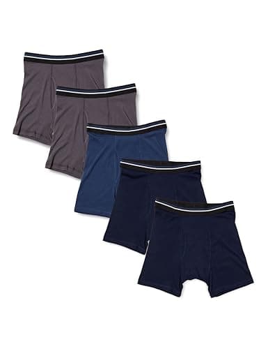[Amazon Essentials] ボクサーパンツ ブリーフ 下着 タグなし コットン ゆったりフィット メンズ 5 チャコール/ダークブルー/ダークネイビー S