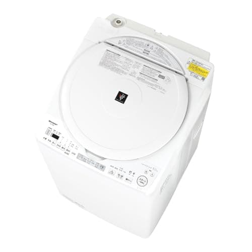 シャープ タテ型 洗濯乾燥機 洗濯8kg 乾燥4.5㎏ 幅55.5cm ダイヤカット 穴なし槽 ES-TX8K-W ホワイト
