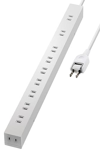 エレコム 電源タップ 雷ガード 10個口 1m ほこりシャッター 【 固定 ・吊下可能な回転パーツ付き】 ホワイト ECT-0101WH