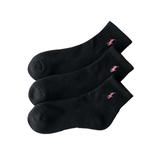 【3足セット】POLO RALPH LAUREN レディース 足底パイル ワンポイント ショートソックス 93246914 23-25cm 01.ブラック×3