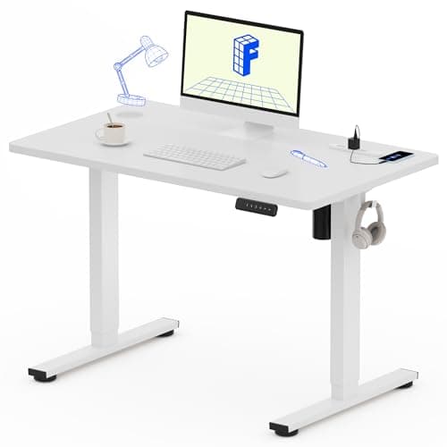 FlexiSpot 電動昇降デスク EF1Pro USB＆コンセント付き フック メモリ機能 耐荷重60kg 5年保証 100*60cm 白+白