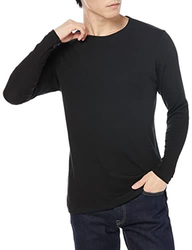 [Hanes(ヘインズ)]クルーネック ロングスリーブTシャツ HM4-Q508A メンズ ブラック 日本 L (日本サイズL相当)