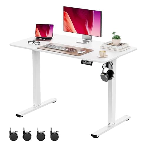 VICTONE 昇降デスク 電動 スタンディングデスク 4段階高さメモリー 静音55dB 耐荷重70kg 100×60cm ホワイト