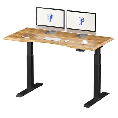 FLEXISPOT スタンディングデスク メーカー5年保証 電動式昇降デスク 高さ調節 パソコンデスク E7セット (フレーム(黒)+天板(ブラウン), 140×70cm)