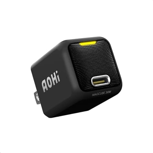 AOHI 充電器 Type-C 30W 【Gan+搭載(超小型・高効率充電・過熱防止)/PD PPS/PSE認証/充電ステータスライト】 iPhone Android Samsung Galaxy ipad AirPods AppleWatch Switch 急速充電器 MAGCUBE ブラック EN-MC30BL1