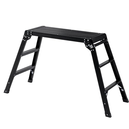 イーサプライ 洗車台 アルミ足場台 3段 高さ70cm ハイタイプ 耐荷重150kg 天板76cm×30cm ブラック EEX-KYA25BK
