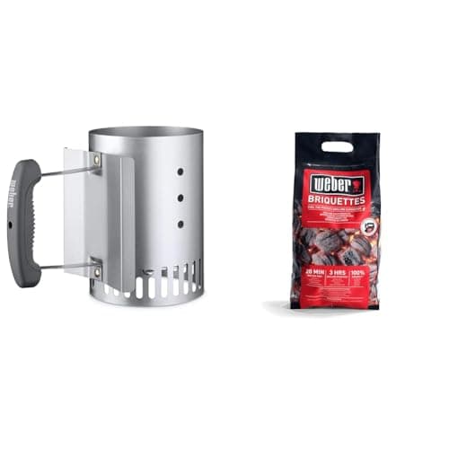 Weber(ウェーバー) バーベキュー コンロ BBQ グリル コンパクトラピッドファイヤーチムニースターター 煙突効果 火起こし器 炭 着火 【日本正規品 2年保証】 7447+ 炭4kg【日本正規品】 17590 黒