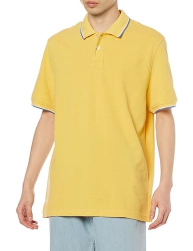 [Amazon Essentials] ポロシャツ コットンピケ スリムフィット メンズ イエロー Thin Stripe L