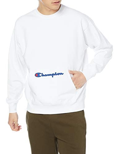 [チャンピオン] トレーナー 長袖 裏毛 カンガルーポケット スクリプトロゴ刺繍クルーネックスウェットシャツ C3-T007 メンズ ホワイト M