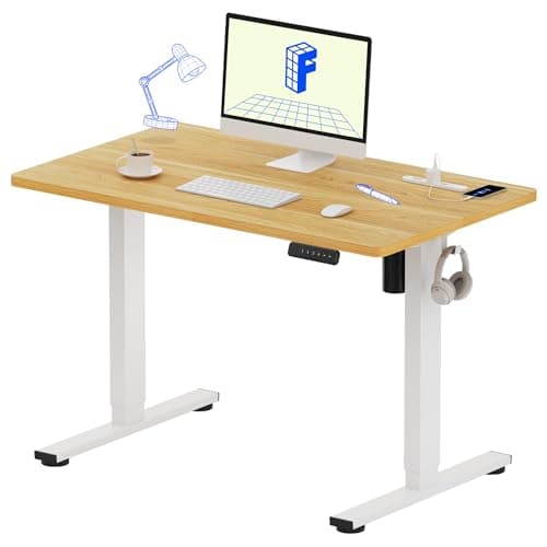 FlexiSpot 電動昇降デスク EF1Pro USB＆コンセント付き フック メモリ機能 耐荷重60kg 5年保証 100*60cm 白+メープル