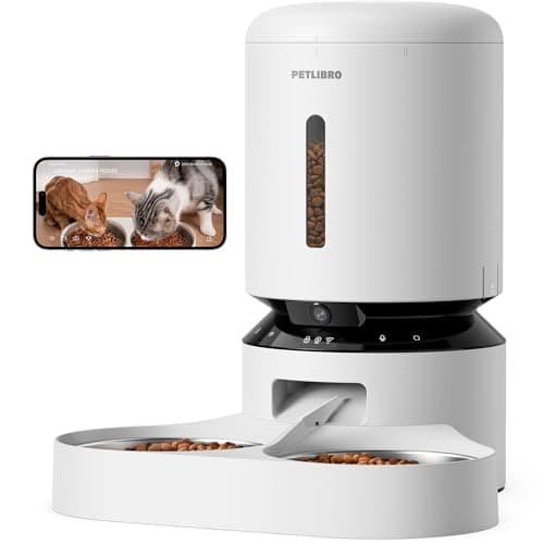 PETLIBRO 自動給餌器 カメラ付き 2匹対応 1080P 暗視機能 スマホ遠隔操作 5GHz Wi-Fi 双方向会話 5L大容量 フード残量通知 詰まり防止 多頭飼い対応 猫・犬用 ホワイト