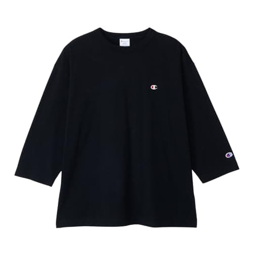 長袖Tシャツ 七分袖 丸首 綿100％ ワンポイントロゴ リラックスフィット ドロップショルダー ロングスリーブTシャツ メンズ C8-A408Z-090-M