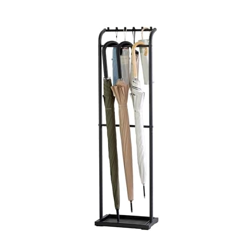 HEIAN SHINDO 傘立て スリム 折り畳み傘対応 フック付き アンブレラハンガー マットブラック 耐荷重3kg H-8BK 平安伸銅工業