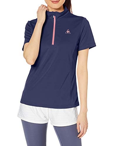 [le coq sportif(ルコックスポルティフ)]トレーニングハーフジップシャツ ハーフジップ半袖シャツ レディース NVY 日本 S (日本サイズS相当)