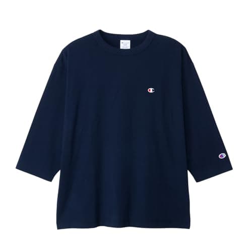 長袖Tシャツ 七分袖 丸首 綿100％ ワンポイントロゴ リラックスフィット ドロップショルダー ロングスリーブTシャツ メンズ C8-A408Z-370-XL