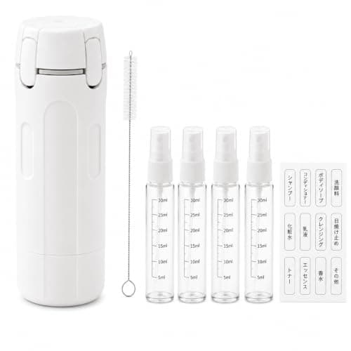 シャンプーボトル 旅行用 トラベルセット トラベルボトル 4in1 旅行用ボトル [30ml×4本 ポンプ式 二重漏れ防止]シャンプー 持ち運び シャンプー 容器 クリーニングブラシ、ステッカー、日本語取扱説明書が付属