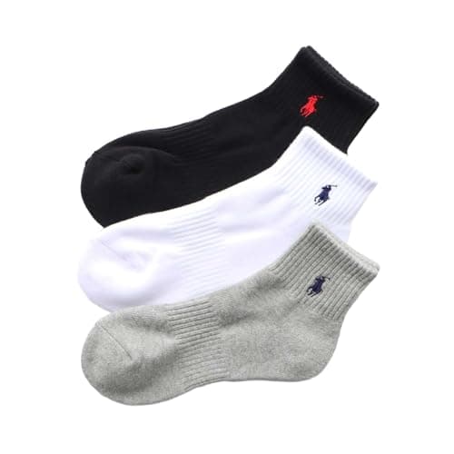 【3足セット】POLO RALPH LAUREN メンズ レディース 足底パイル アーチサポート 多色 ショートソックス 93246604/92009604 23-25cm 03.ホワイト・グレー・ブラック