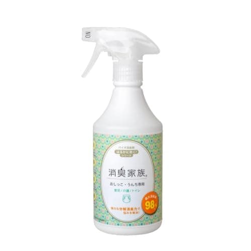 消臭家族 おしっこ・うんち専用 バイオ消臭スプレー 500ml 介護・育児の尿臭・便臭を元から分解 ポータブルトイレ おむつ おねしょ アンモニア臭に ほのかな柑橘の香り