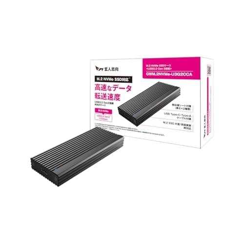 玄人志向 外付け M.2 NVMe SSD ケース Type-C / Type-A　(USB3.2 Gen2) 対応 最大容量 4TB アルミボディ ＆ 熱伝導シート付属 【国内正規品】 GWM.2NVMe-U3G2CCA