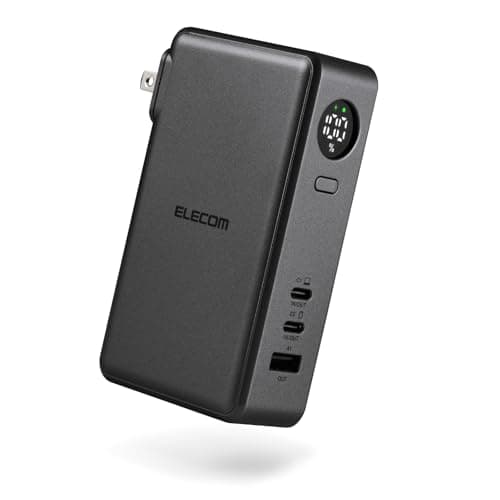 エレコム モバイルバッテリー 67W 10000mAh コンセント一体型 大容量 PD対応 USB-C×2ポート USB-A 3ポート ミッドナイト EC-C47LMN