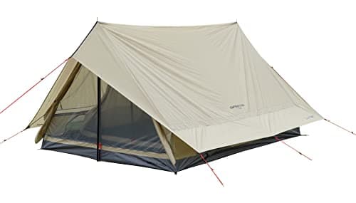キャプテンスタッグ(CAPTAIN STAG) テント ロッジテント ツーポールロッジ 3~4人用 UVカット 耐水圧幕体2000mm/フロア3000mm メッシュ窓装備 カーキ トレッカー UA-67 215×285×H160cm