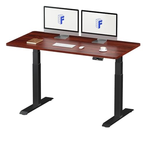 FLEXISPOT スタンディングデスク メーカー5年保証 電動式昇降デスク 高さ調節 パソコンデスク E7セット (フレーム(黒)+天板(マホガニー), 140×70cm)